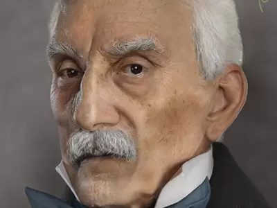 El rostro de San Mart�n a partir de un daguerrotipo de 1848