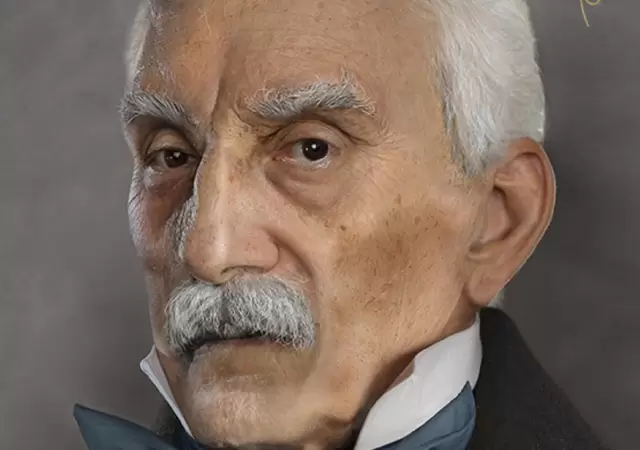 El rostro de San Mart�n a partir de un daguerrotipo de 1848