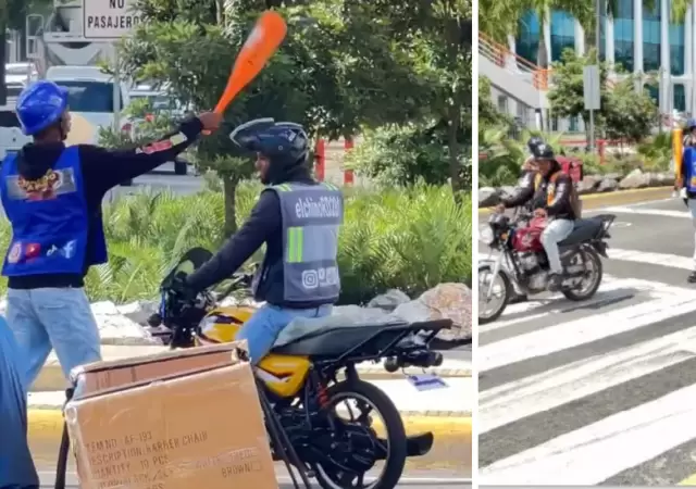 Influencer corrige a motociclistas imprudentes con humor y un bate en TikTok.