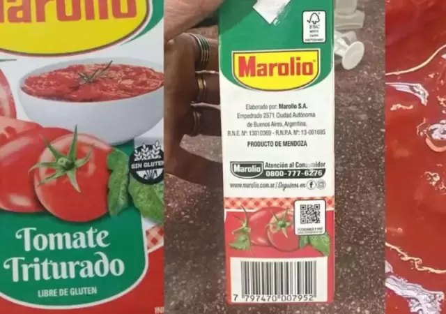 Tomate triturado contaminado.