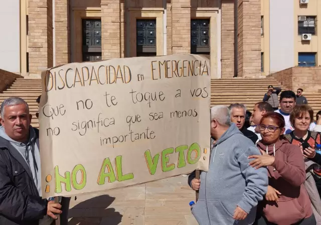 "Discapacidad en emergencia". Un cartel que lo dice todo.