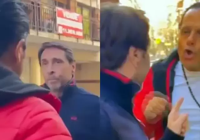 Peretta frente a Feinmann, en las puertas de Radio Mitre.