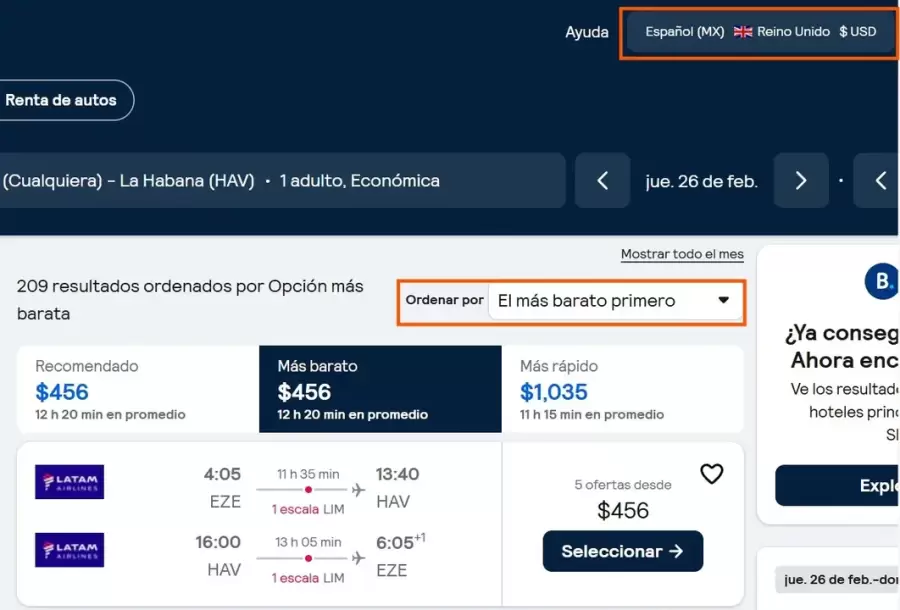 Oferta para viajar a Cuba.