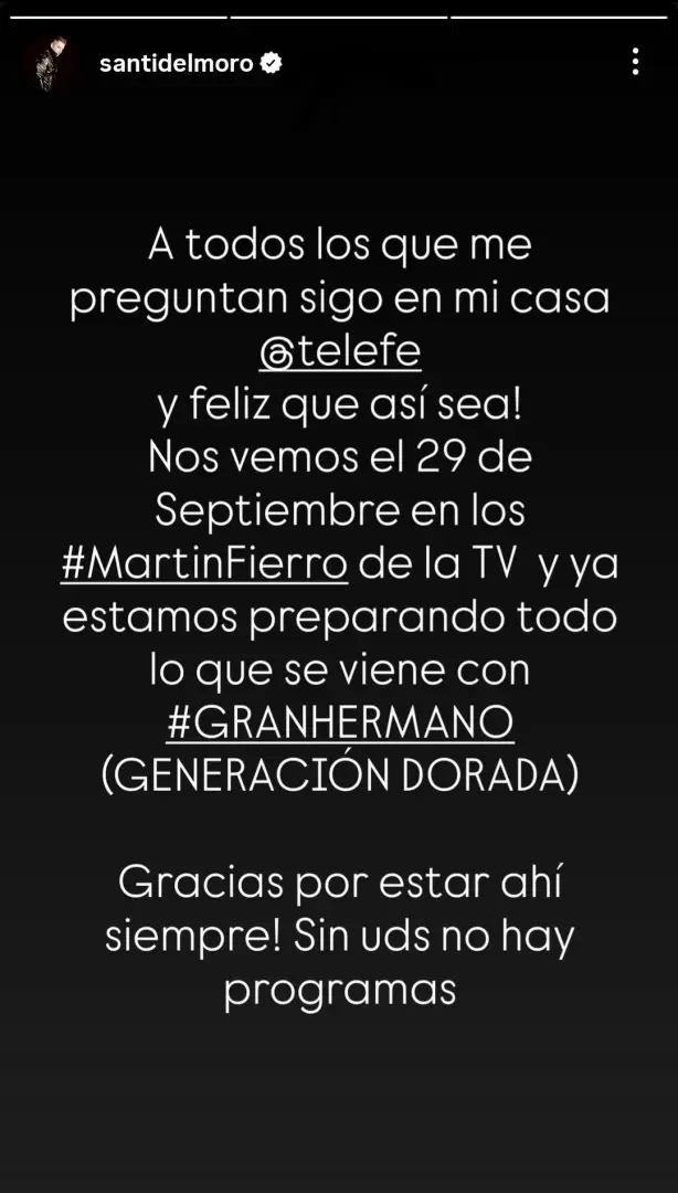 Santiago del Moro desmiente su salida de Telefe y confirma Gran Hermano 2025.
