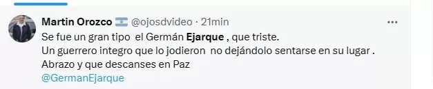 Despedida a Germ�n Ejarque/Fuente: X