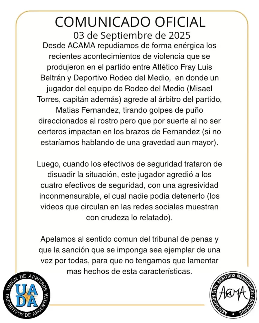 El comunicado de ACAMA