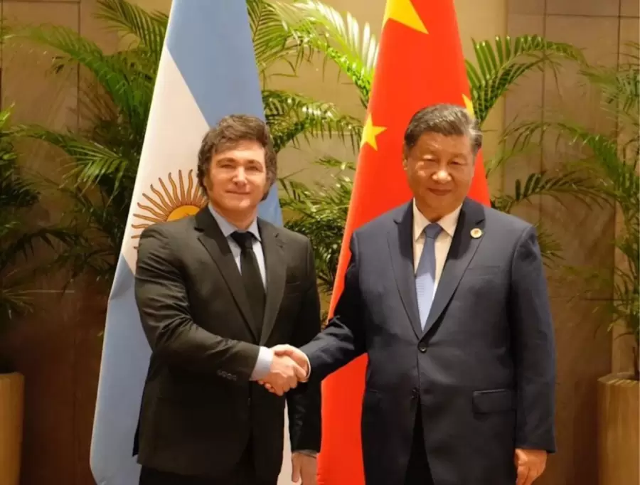 Javier Milei junto a Xi Jinping. Enfrentados en lo pol�tico, muy cercanos en lo econ�mico.