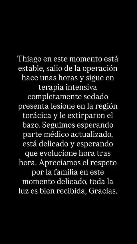 Daniela Celis sobre la salud de Thiago Medina/ Fuente: Instagram