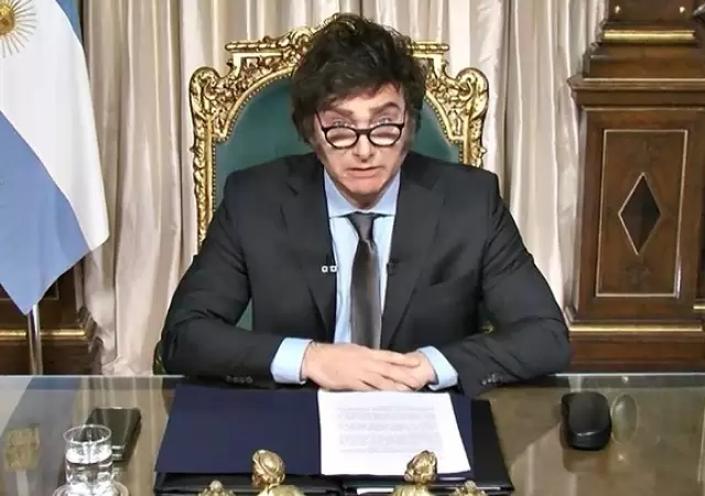 Javier Milei habl en cadena nacional/ Fuente: Web