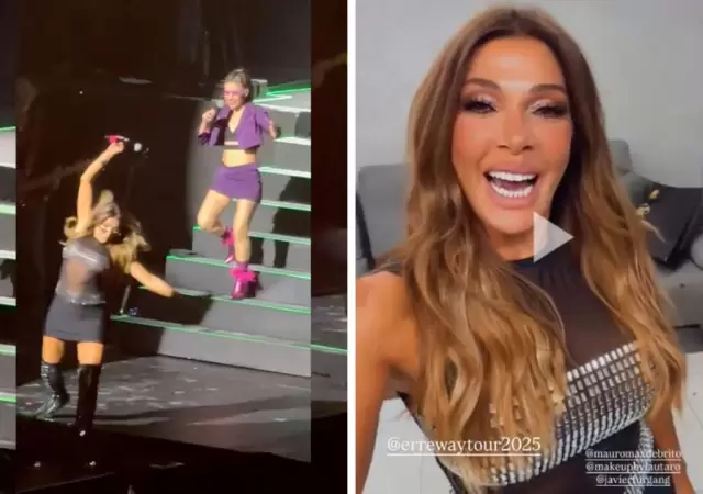 Catherine Fulop rompi el libreto y dio que hablar en el show de Erreway.