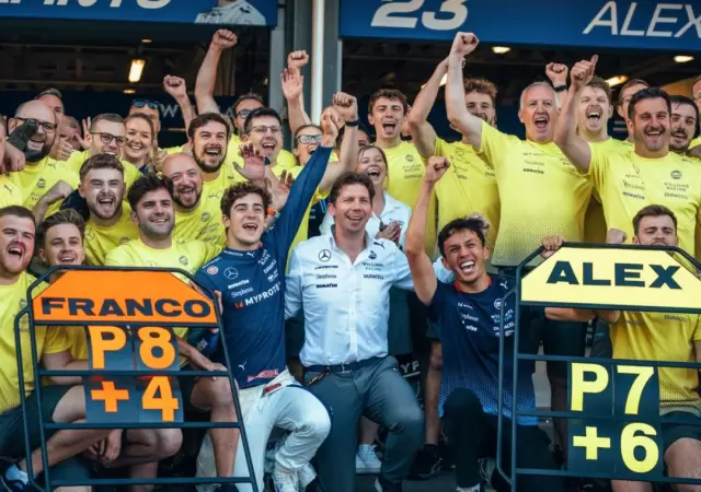Franco Colapinto festej� en Bak� sus primeros puntos en la F�rmula cuando corr�a para Williams/ Fuente: Williams