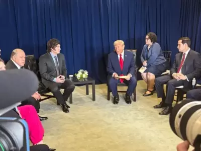Un momento de la reuni�n bilateral de Milei con Trump. (Foto: web)