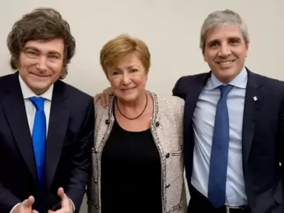 Milei y Caputo junto a Georgieva