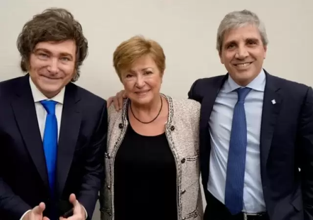 Milei y Caputo junto a Georgieva