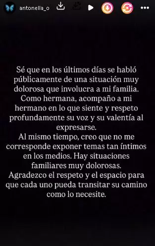 La descarga de Antonella Oliveras.