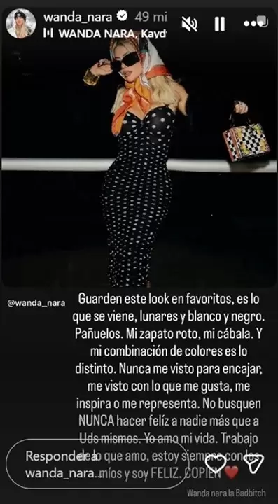 El descargo de Wanda Nara por su look en los Mart�n Fierro/Fuente: Instagram Wanda Nara