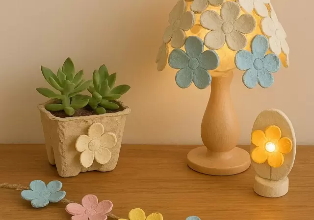 Decoracin con maples de huevos/ Foto creada por la IA