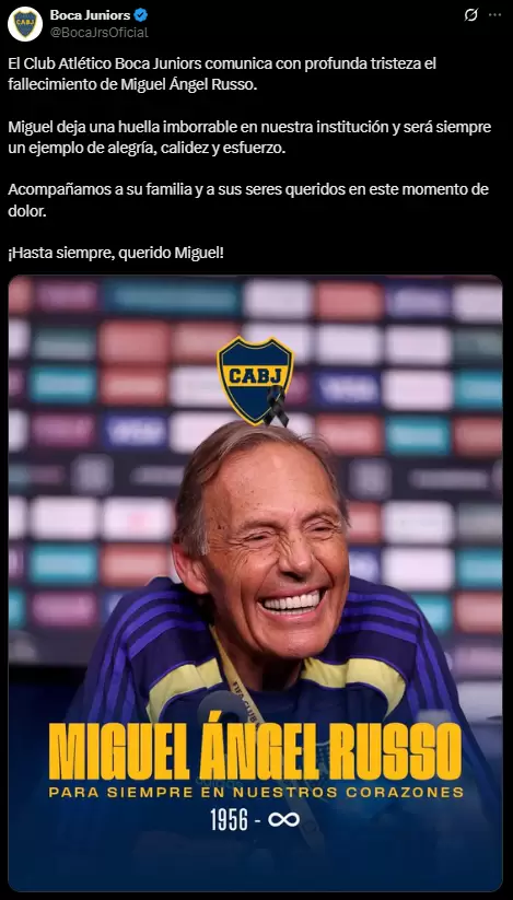 Boca Juniors despide a Russo