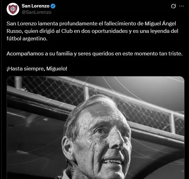 El adi�s de San Lorenzo a Russo.