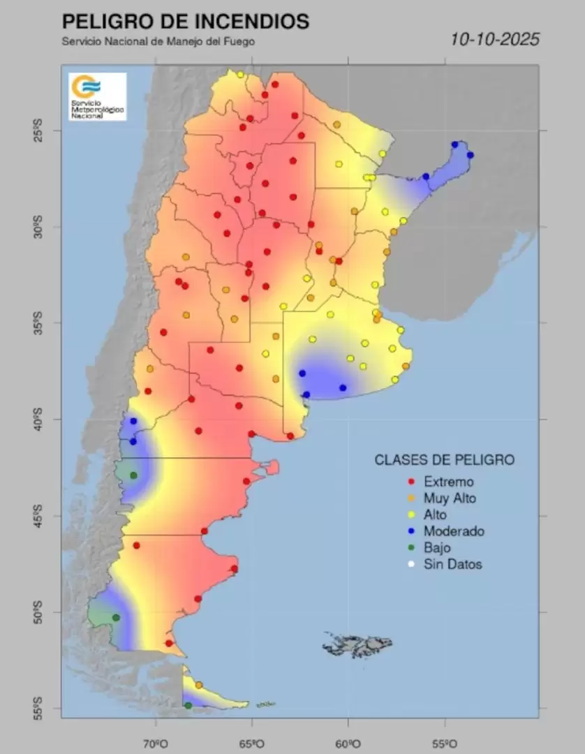 Peligro de incendio en Argentina