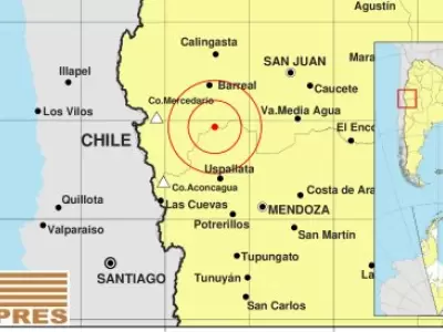 El mapa publicado por la p�gina del Instituto Nacional de Prevenci�n S�smica.