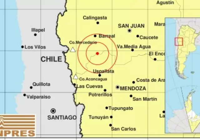 El mapa publicado por la p�gina del Instituto Nacional de Prevenci�n S�smica.
