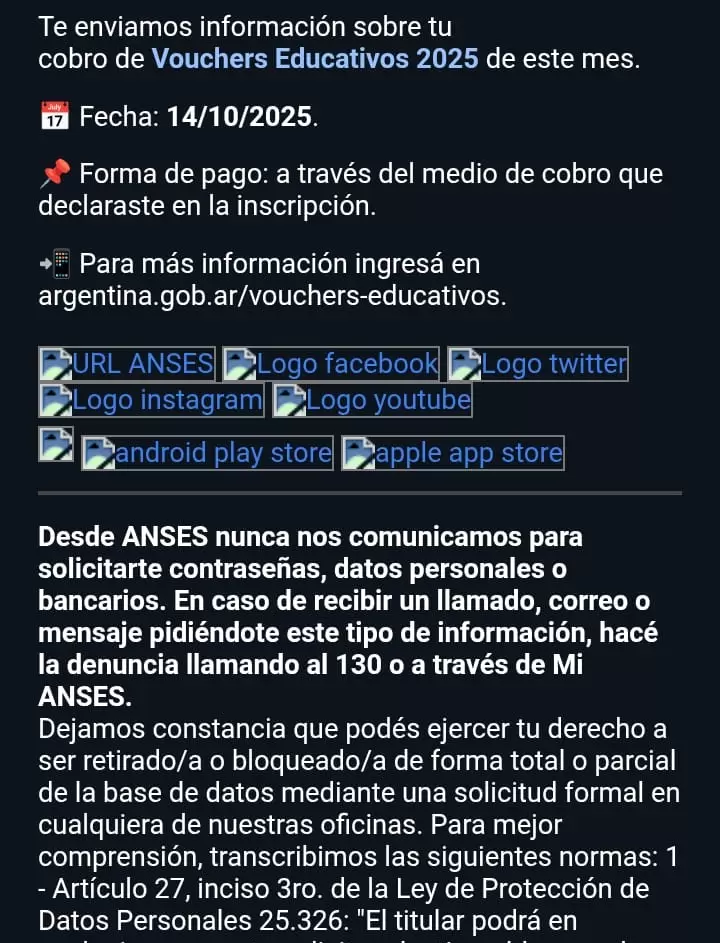 Adem�s, ANSES hizo un recordatorio para evitar estafas virtuales