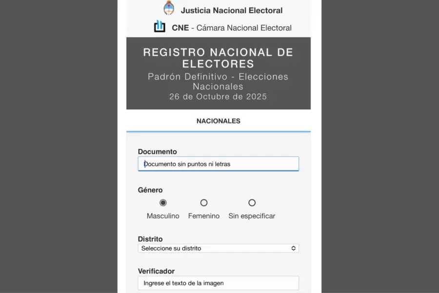 La Justicia Nacional Electoral public� el padr�n definitivo a principios de octubre.