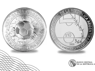 La moneda grafica la jugada del segundo gol a Inglaterra, pero no nombra al Diego