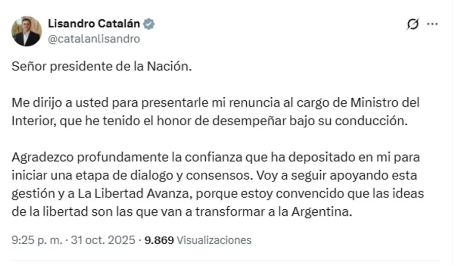 Renuncia de Lisando Catal�n