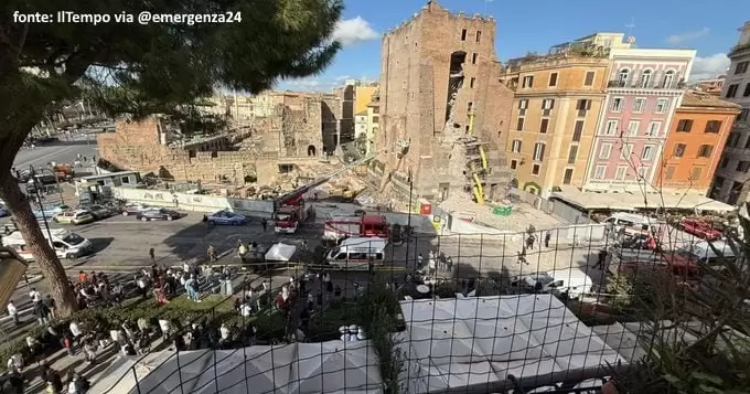 Derrumbe en Roma: Un trabajador grave tras el colapso de la Torre dei Conti en el centro hist�rico.