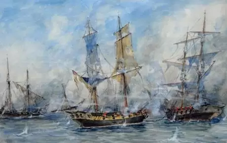 Obra artística que refleja el encarnizado combate de San Nicolás. (Imagen: web)