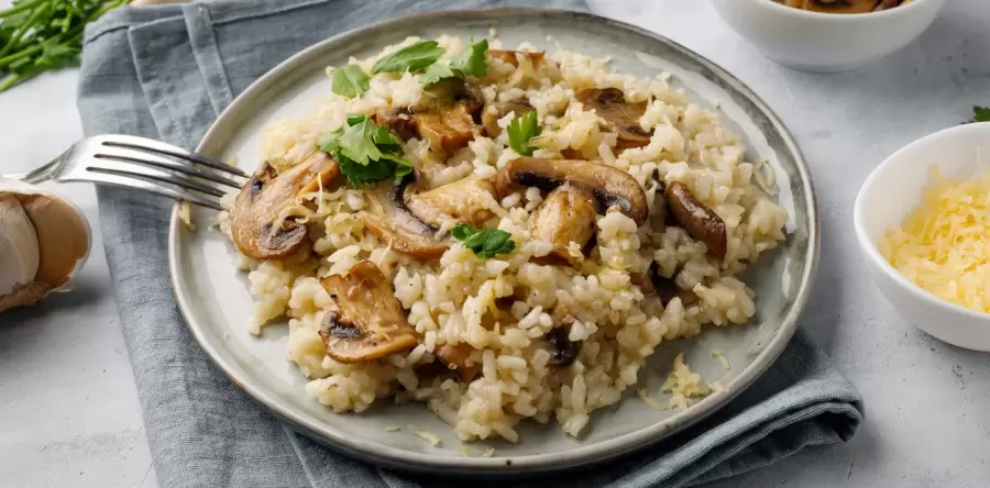 El risotto de hongos con arroz yaman� aporta innumerables nutrientes y da sensaci�n de saciedad.
