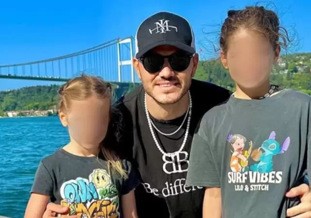 Mauro Icardi junto a sus hijas, Isabella y Francesca.