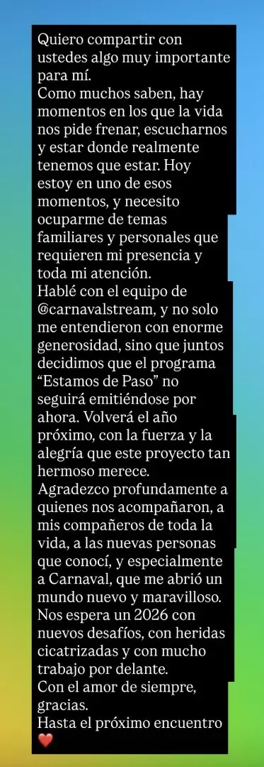 Comunicado de Marcelo Tinelli.