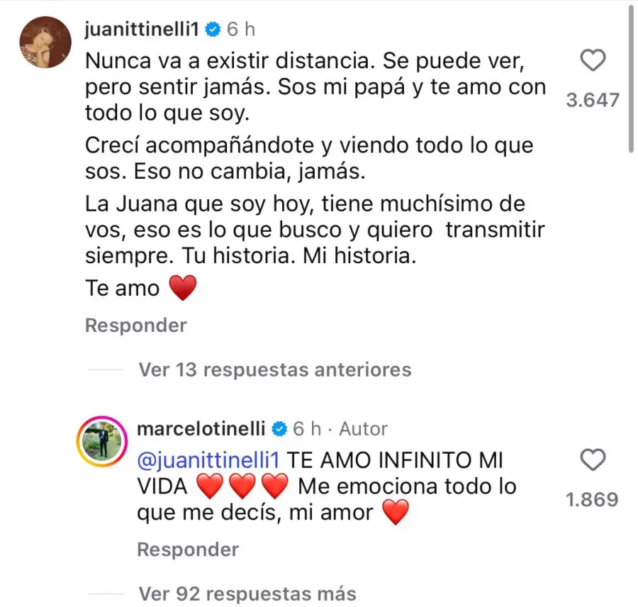 Respuesta de Juanita a su papá.