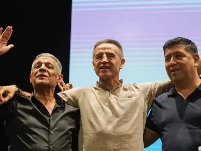 Los nuevos cotitulares de la CGT, Octavio Arg�ello, Jorge Sola y Cristian Jer�nimo: apenas un cambio de nombres. (Imagen: web)