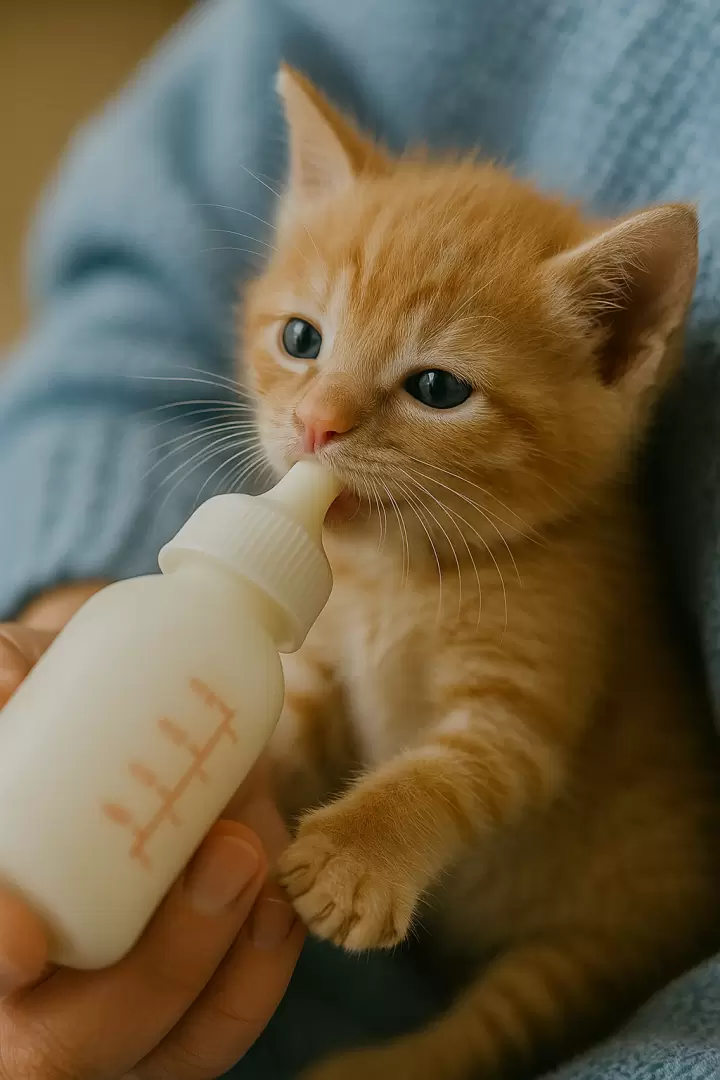 Gatito tomando leche de f�rmula