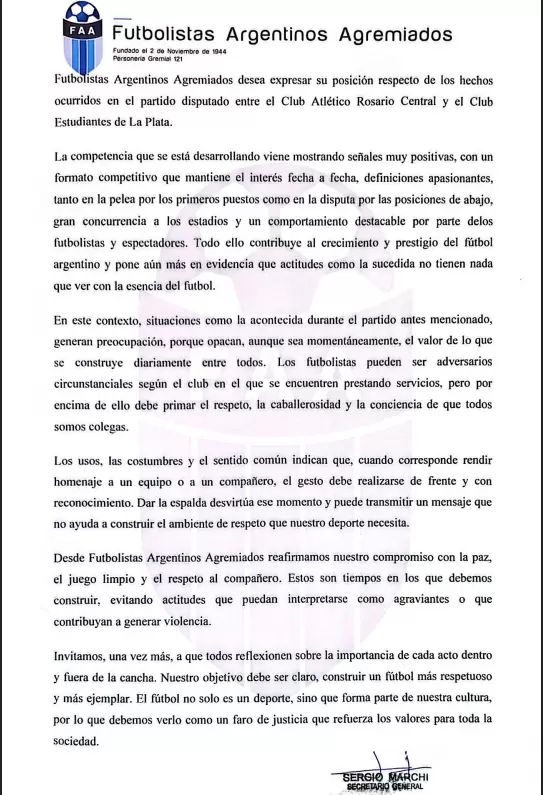 El comunicado de Agremiados.