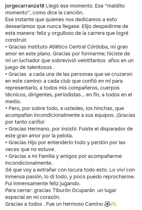 La carta del arquero que anunci� su retiro