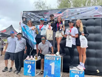 El podio en Los Reyunos