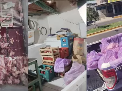 Los efectivos decomisaron gran cantidad de productos c�rnicos que hab�an perdido la cadena de fr�o y eran transportados sin las medidas de higiene.