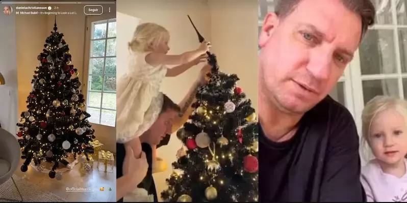Maxi López compartió la intimidad de su hogar en Suiza y el tierno momento en que su hija Elle lo ayuda con los adornos navideños.