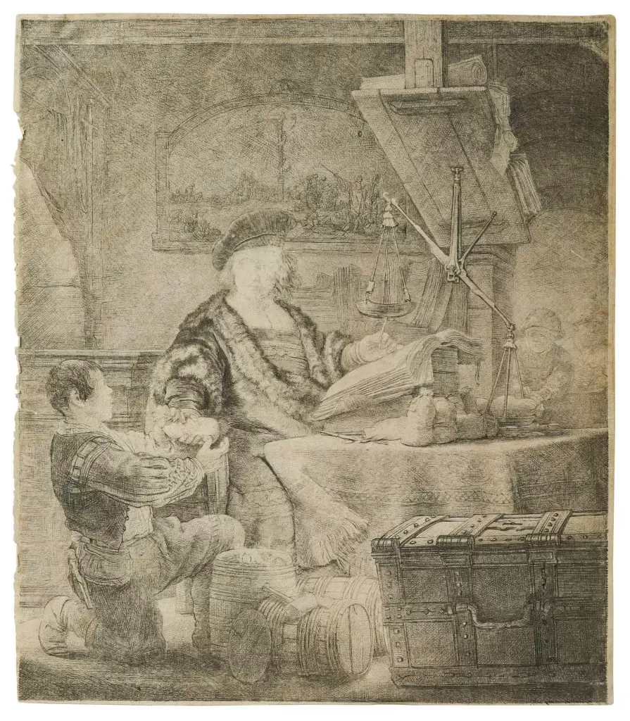 La contraprueba de "El pesador de oro" de Rembrandt.