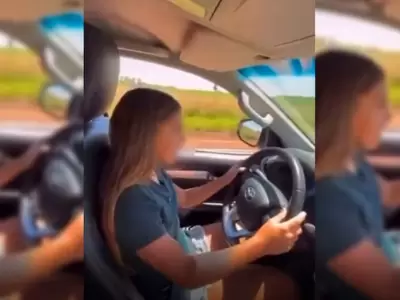 La hija de El Polaco manejando