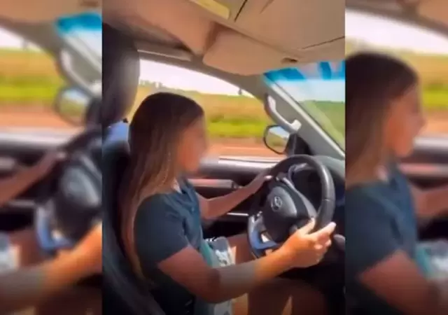 La hija de El Polaco manejando