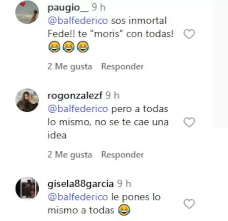 Fede Bal y la frase repetida que usa para conquistar a sus parejas en Instagram.