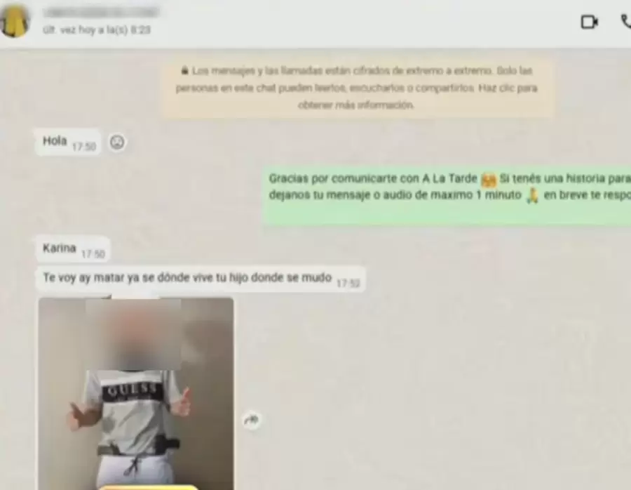 Amenaza a Karina Mazzocco