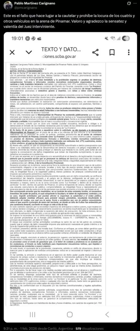 Prohibici�n en Pinamar