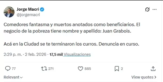 Posteo de Macri